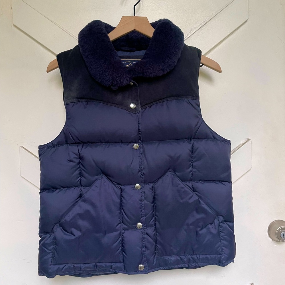 Penfield puffer vest with shearling collar Navy